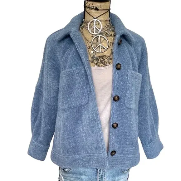 Anthropologie - Greylin Charley blue Cozy Shirt Jacket/Shacket - SIZE SMALL - Picture 5 of 16